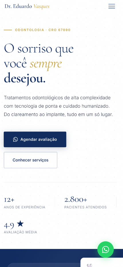 Projeto para dentista no celular