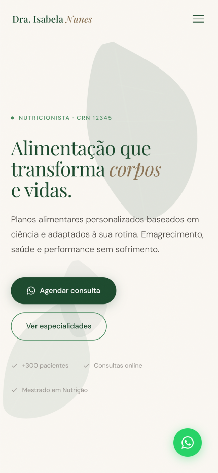 Projeto para nutricionista no celular